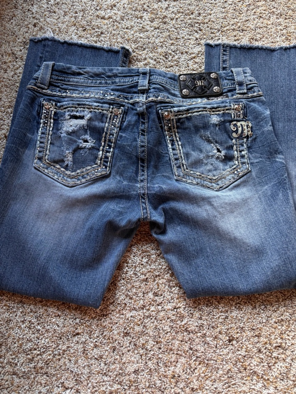 Miss Me Blue Bootcut Jeans with Embellished Back Pocket - Picture 2 of 6